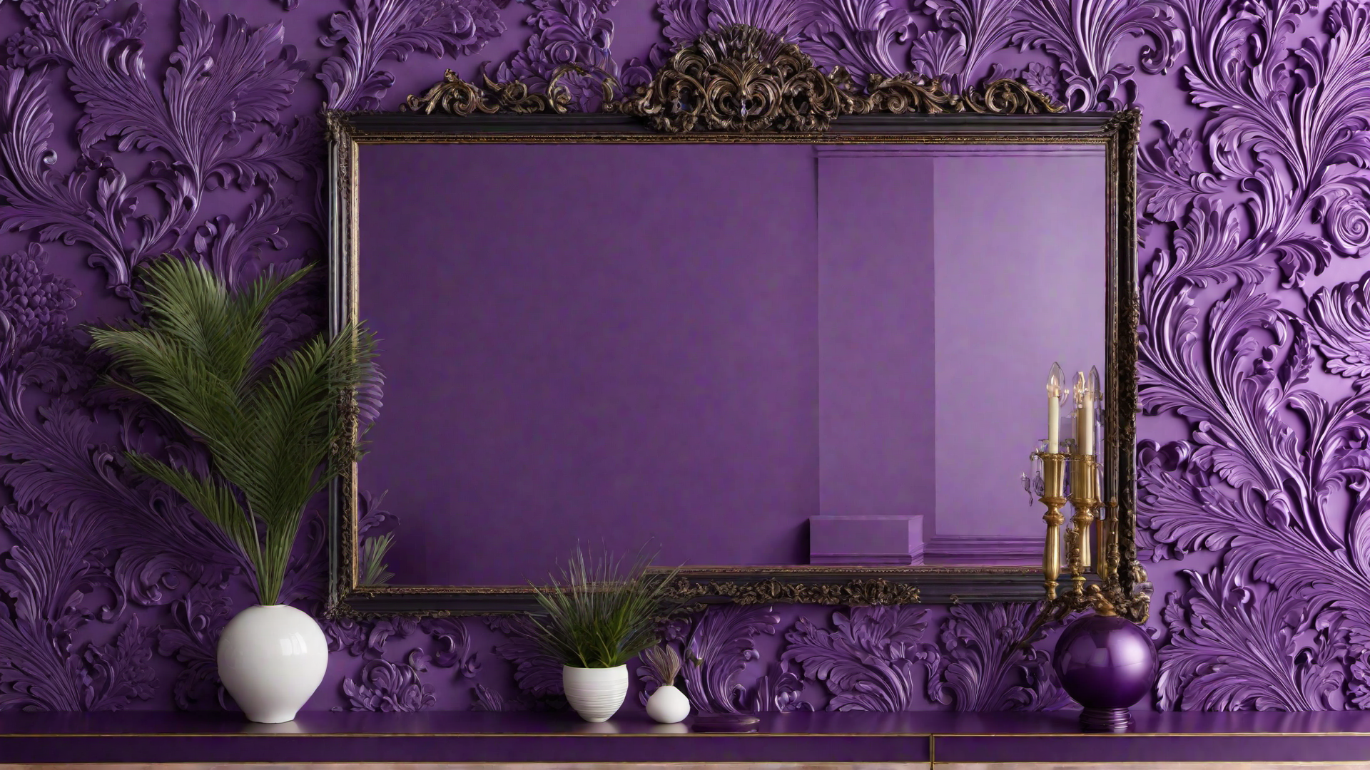 Purple Framed Mirror as a Statement Piece