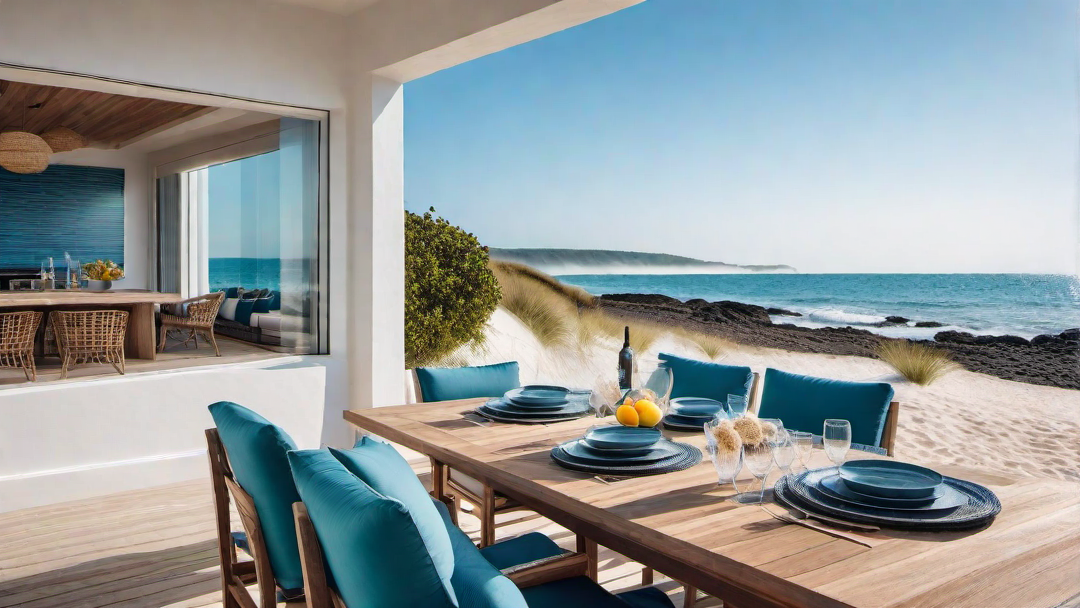 Relaxed Vibes: Casual Dining Area in Coastal Kitchen