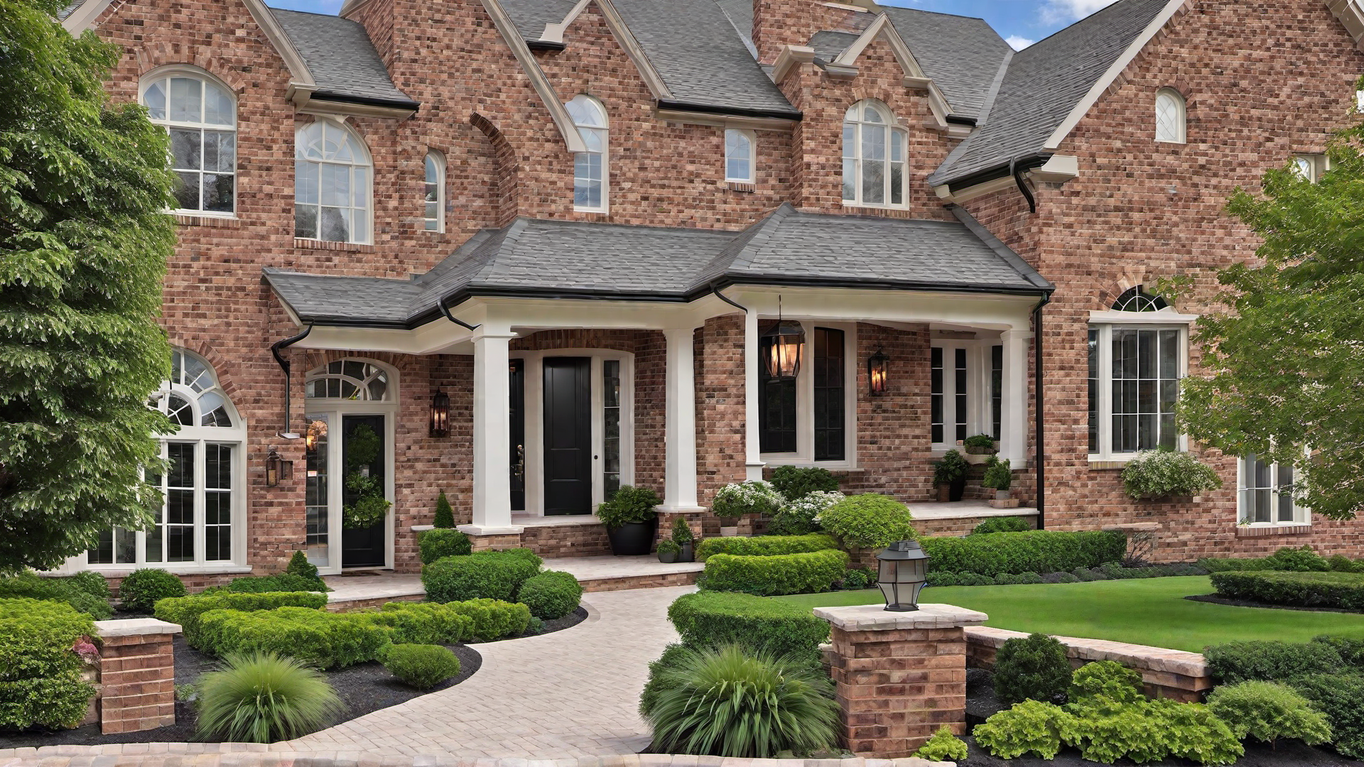 Suburban Oasis: Well-Manicured Brick Home Exterior