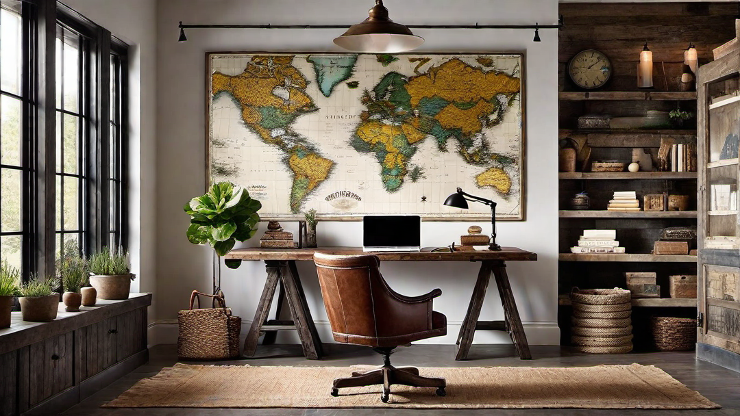 Rustic Retreat: Farmhouse Style Home Office with Distressed Furniture
