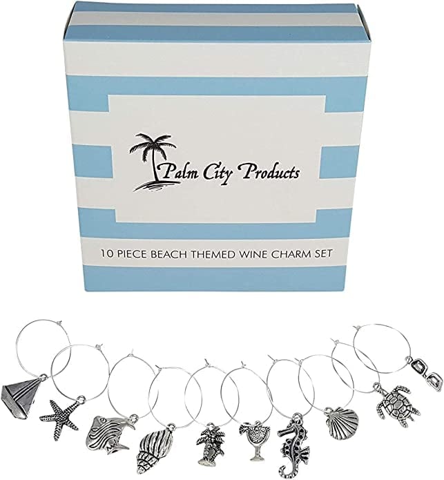 Beach Themed Wine Charm Set