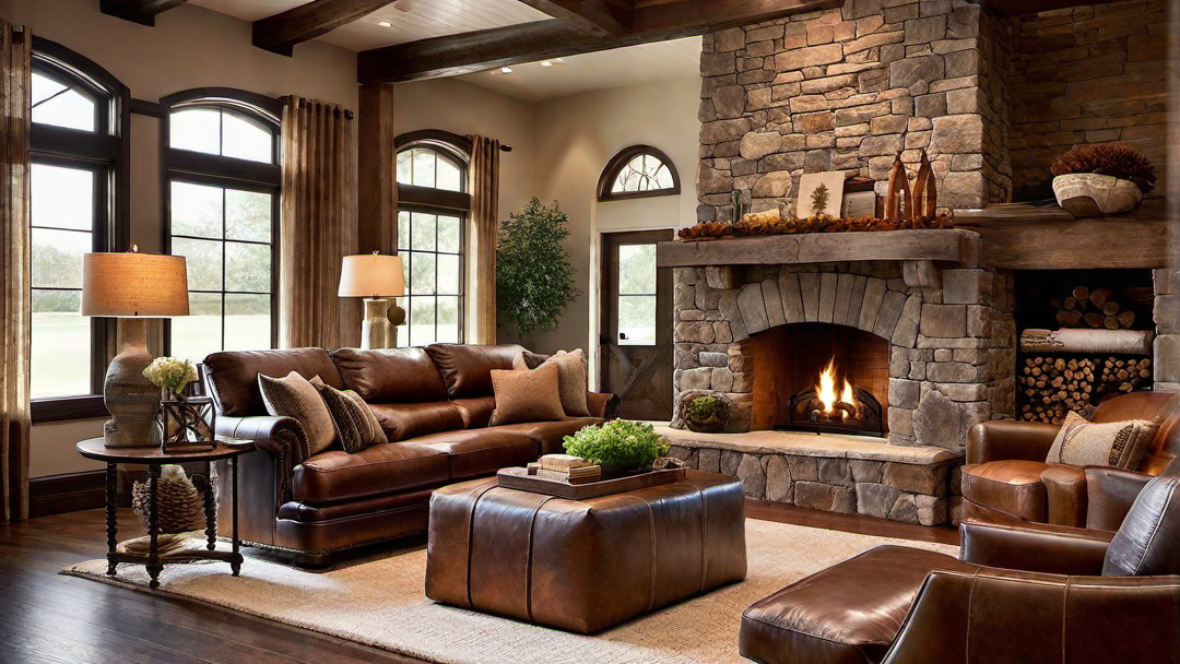 Ranch Rusticity: Weathered Fireplace in Traditional Ranch Home