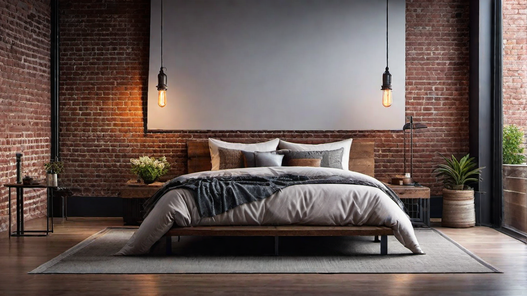 Lively Industrial Chic Bedroom: Adding Pops of Color