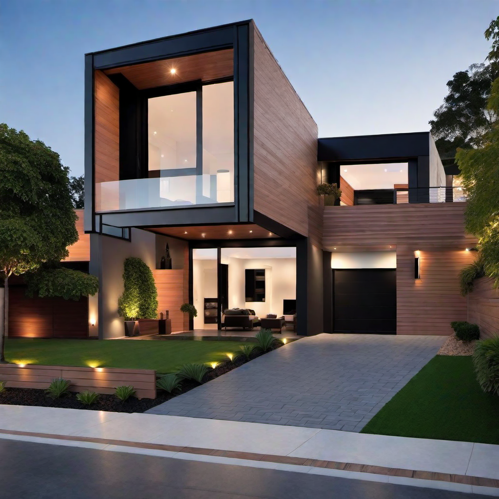 Sleek and Elegant: Black and Cedar Home Exterior Design