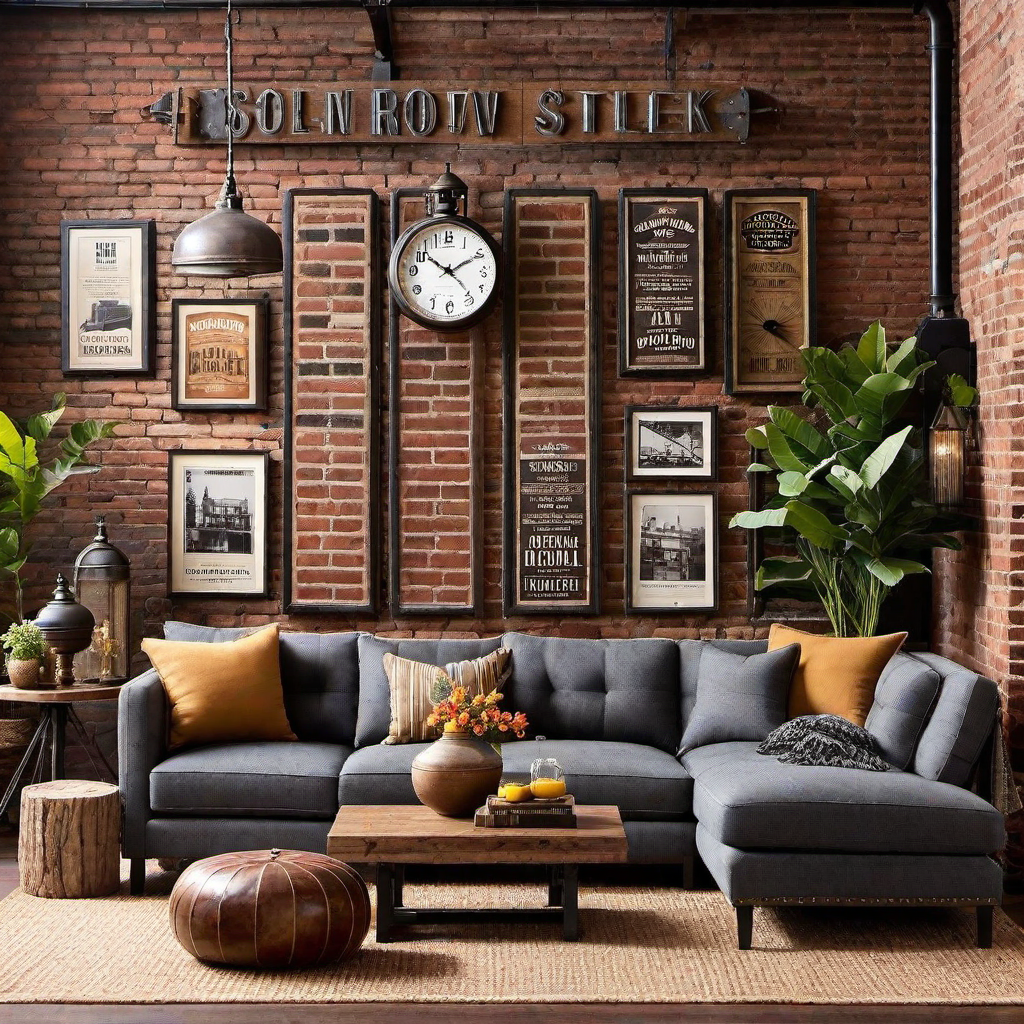 Vintage Industrial: Cozy Home Living Room with Found Objects