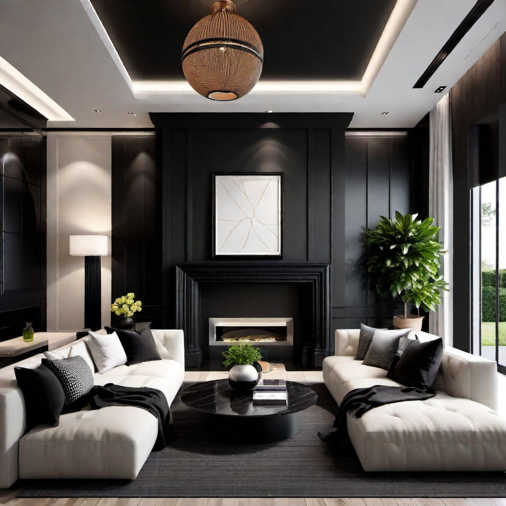 Light and Airy: Black Accent Wall with Light Features