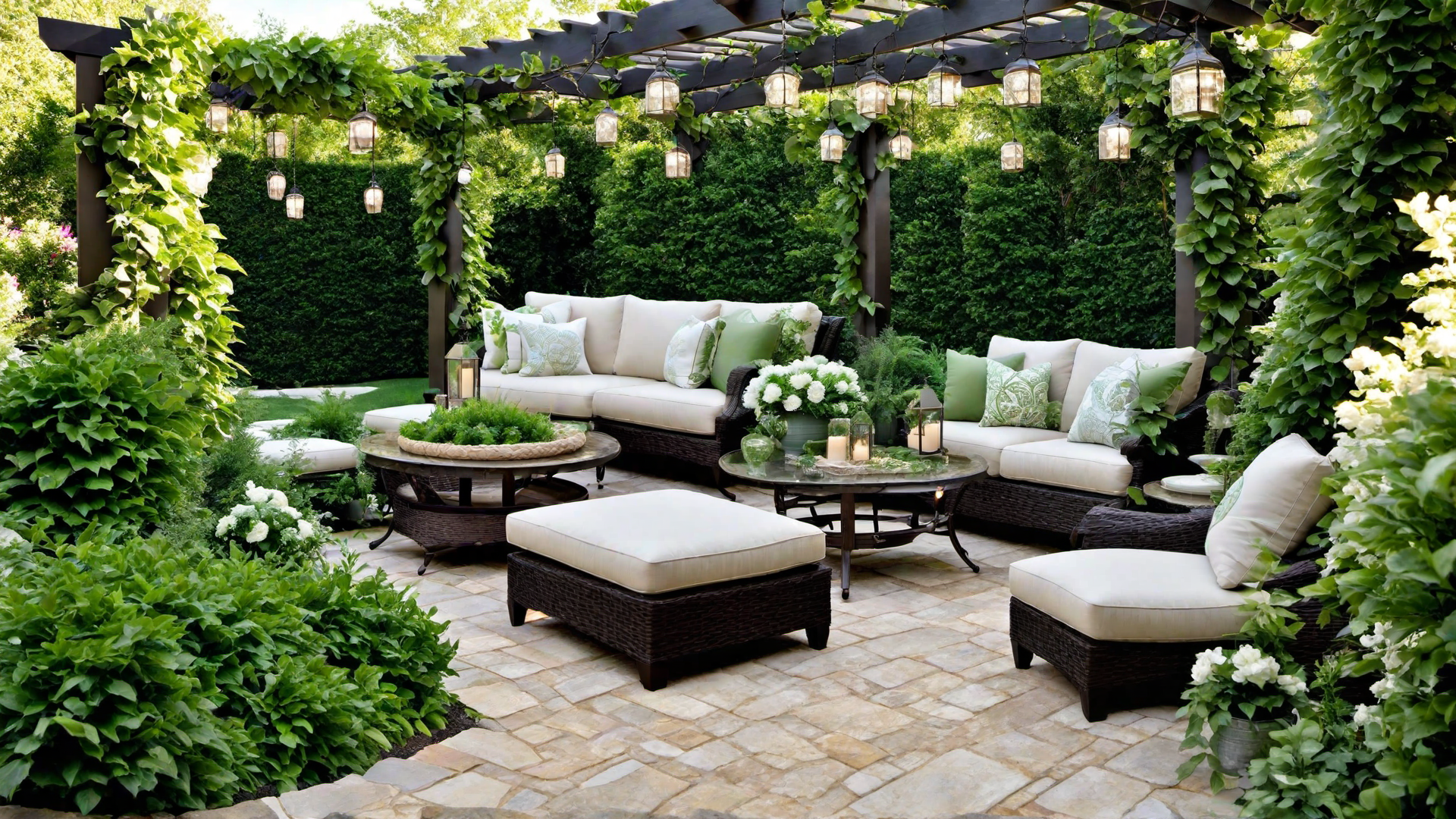 Elegant Pergola Draped in Vines