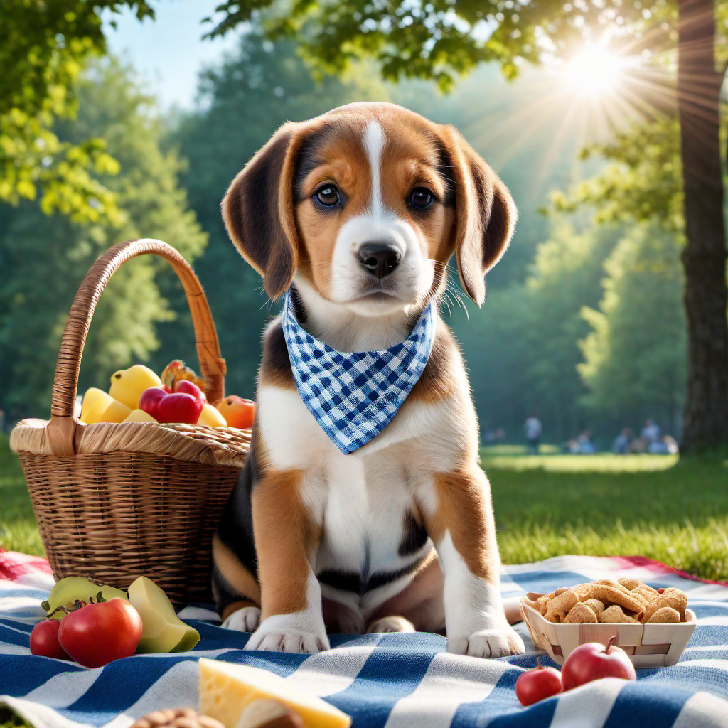 Beagle Pup Ready for a Family Picnic