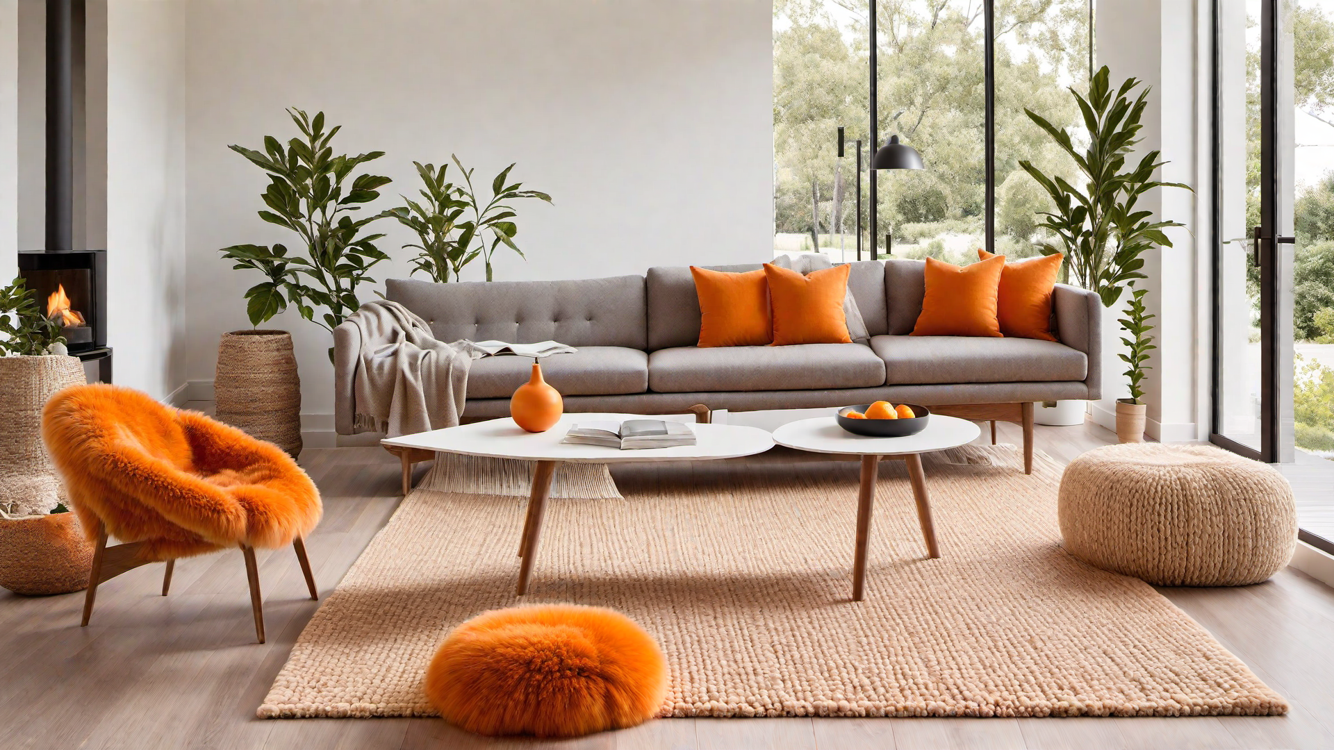 Scandinavian Design: Orange Sheepskin Rug