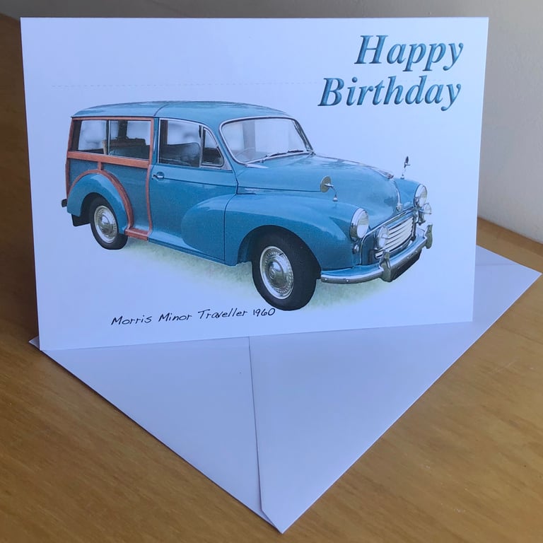 Morris Minor Traveller 1960 Md-Blue - Birthday, Anniversary, Retirement or Plain