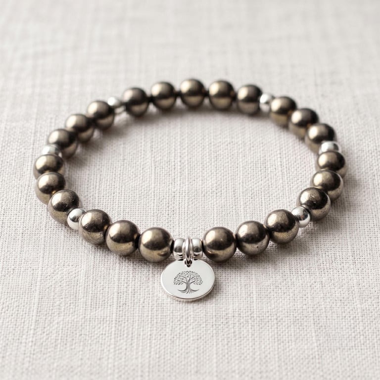 Pyrite Crystal Bracelet, Abundance & Confidence, Personalised Gift