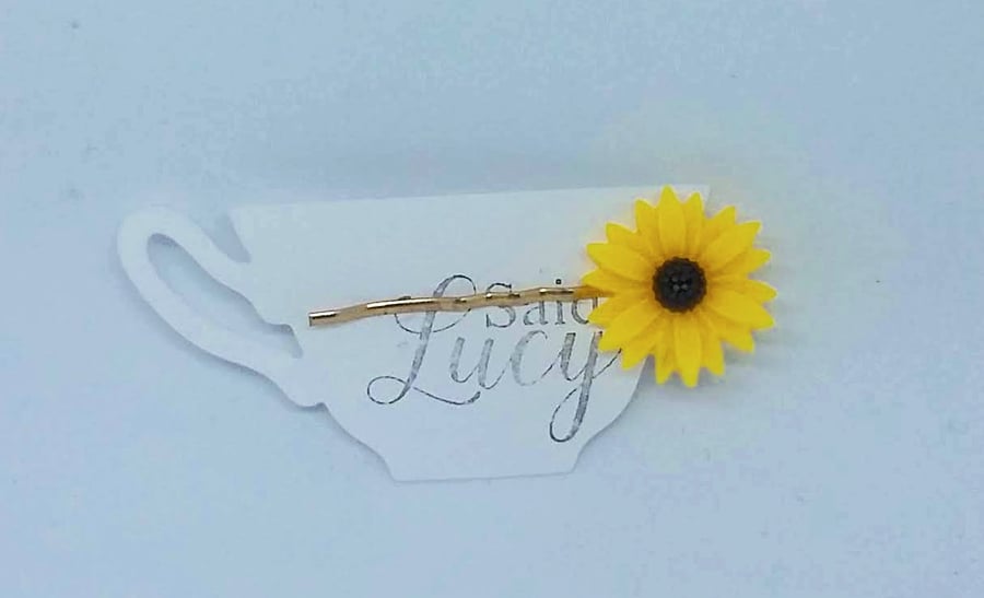 Large Sun flower Hair clip wedding or bridesmaid
