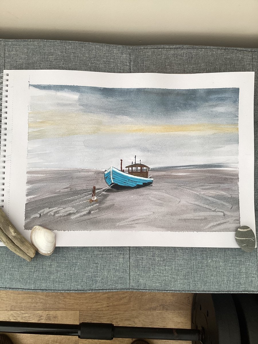 Boat on abstract shore 