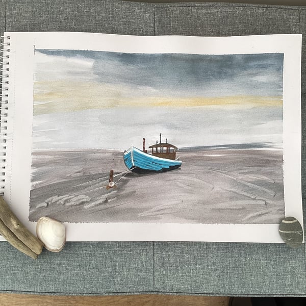 Boat on abstract shore 