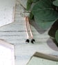 Earrings, Textured Copper Bar with Obsidian and Sterling Silver - Image 4
