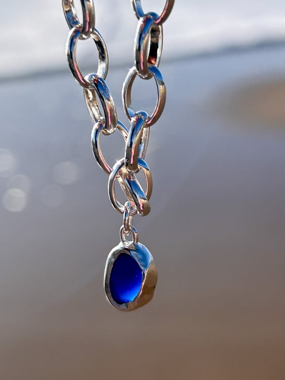 Blue seaglass wild swimmers bracelet 