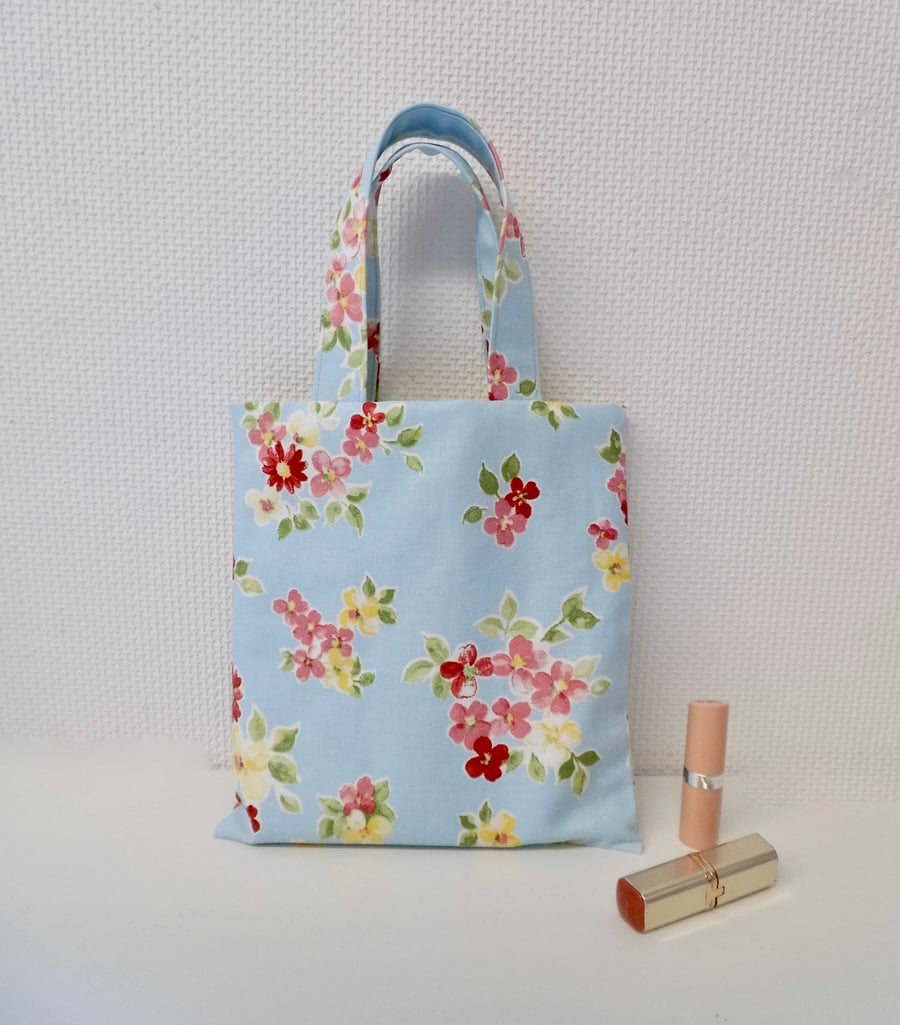 Mini tote bag gift bag child's bag blue floral Easter egg hunt