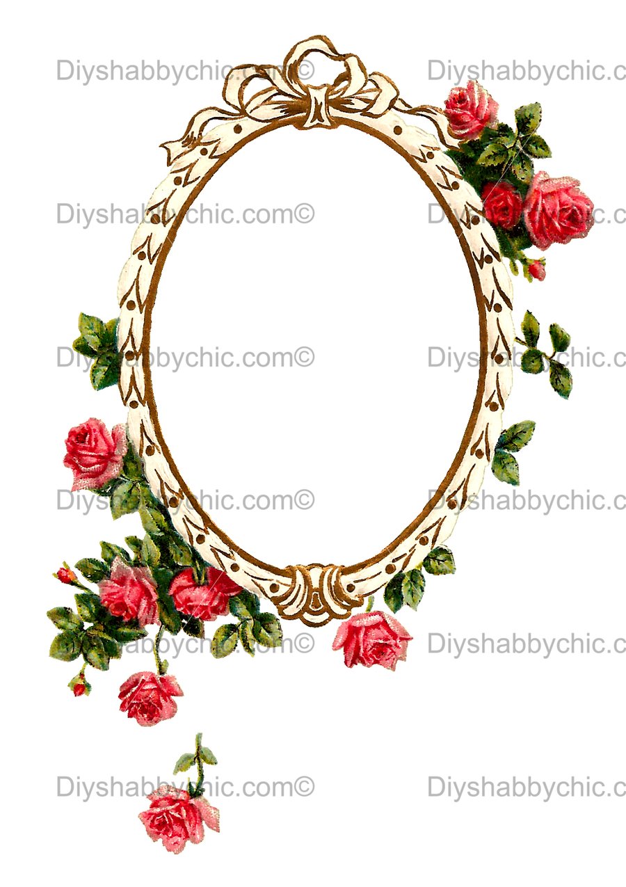 Waterslide Wood Furniture Vintage Image Transfer DIY Shabby Chic Red Roses Oval