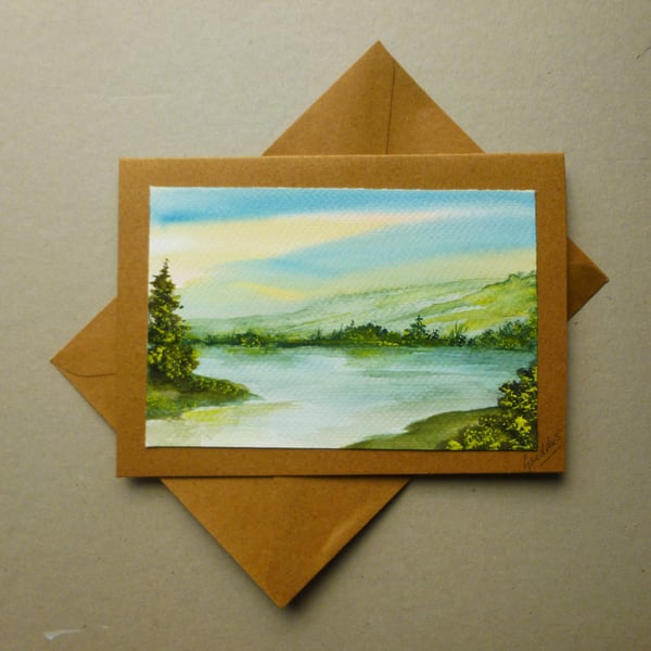 hand painted watercolour landscape blank card ( ref FA 132 K2 )