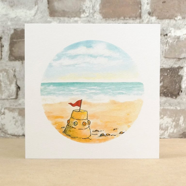 Seaside Sandcastle blank card