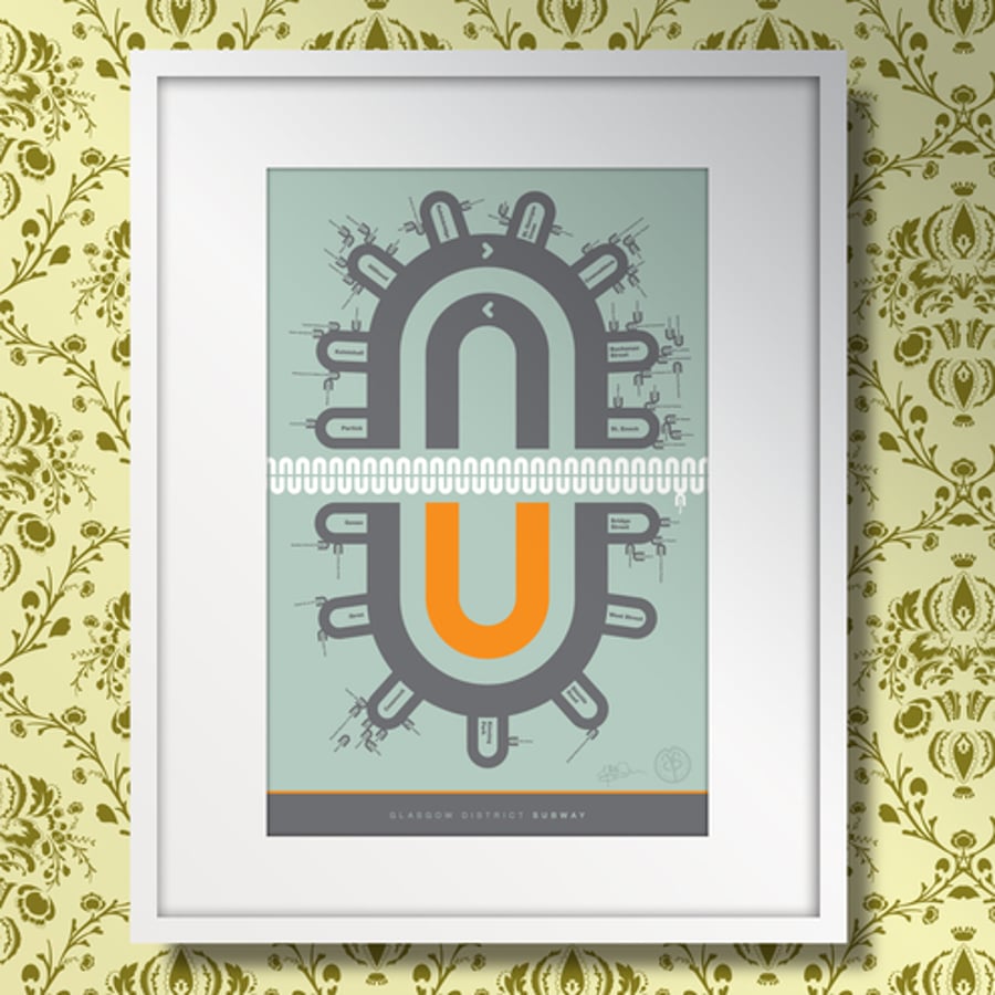 Glasgow District Subway - Large, framed.