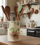 'Reaching Leaves' Utensil Holder or Vase- handmade ceramic