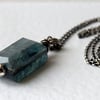 Sterling Silver and Kyanite Long Pendant Necklace