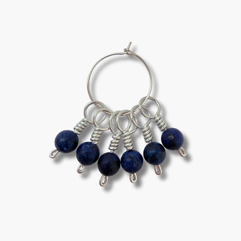 Lapis Lazuli Blue Stitch markers for knitting - River