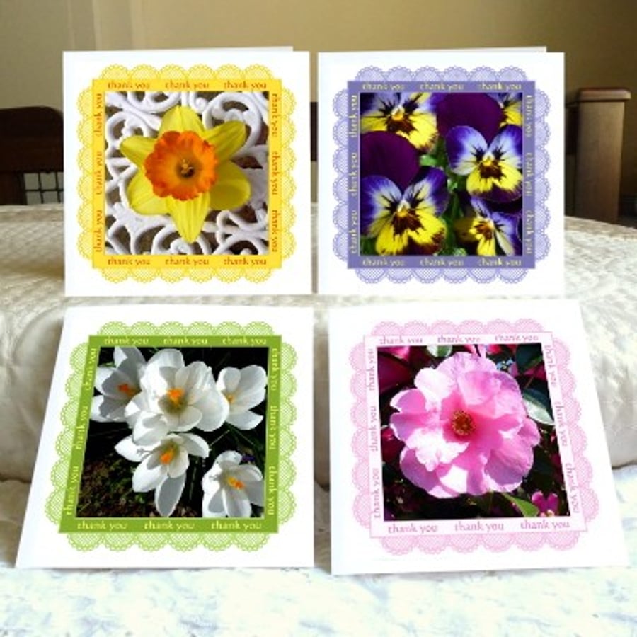 Thank You cards – ‘Spring Time’ (daffodil, viola, crocus, camellia) 