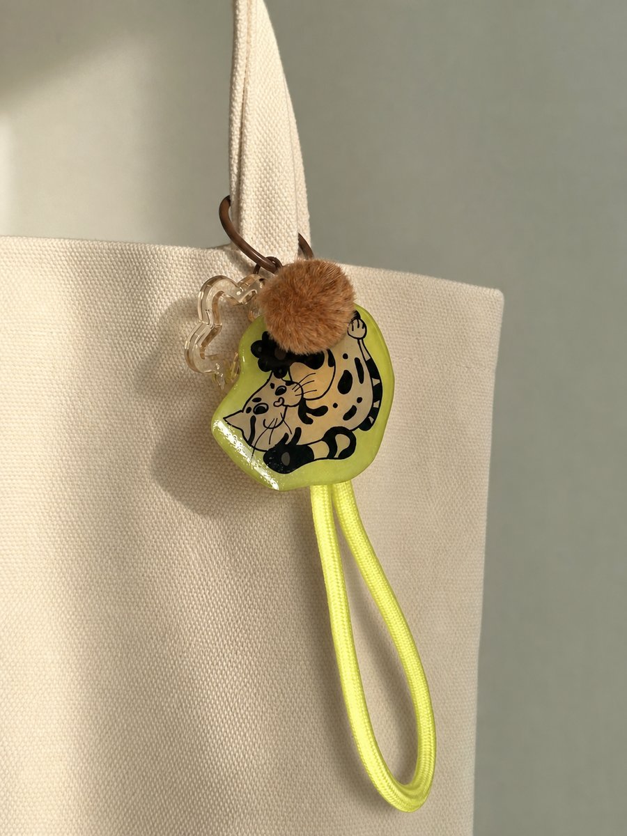 Main Character Cat – Handmade Original Pet Illustration Keyring