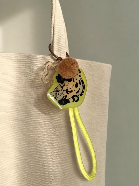 Main Character Cat – Handmade Original Pet Illustration Keyring