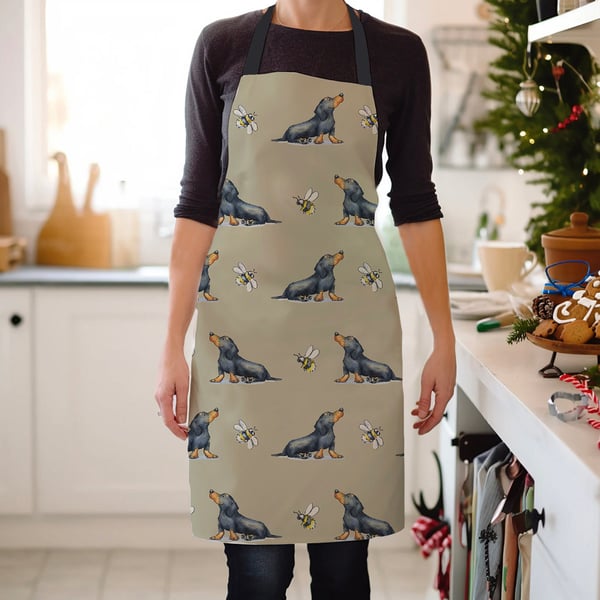 Dachshund Black and Bee Apron