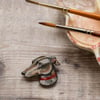 Greyhound wooden brooch. Lurcher, whippet dog brooch