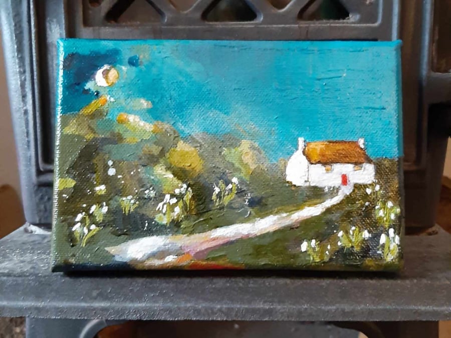 Small Snowdrop croft painting 