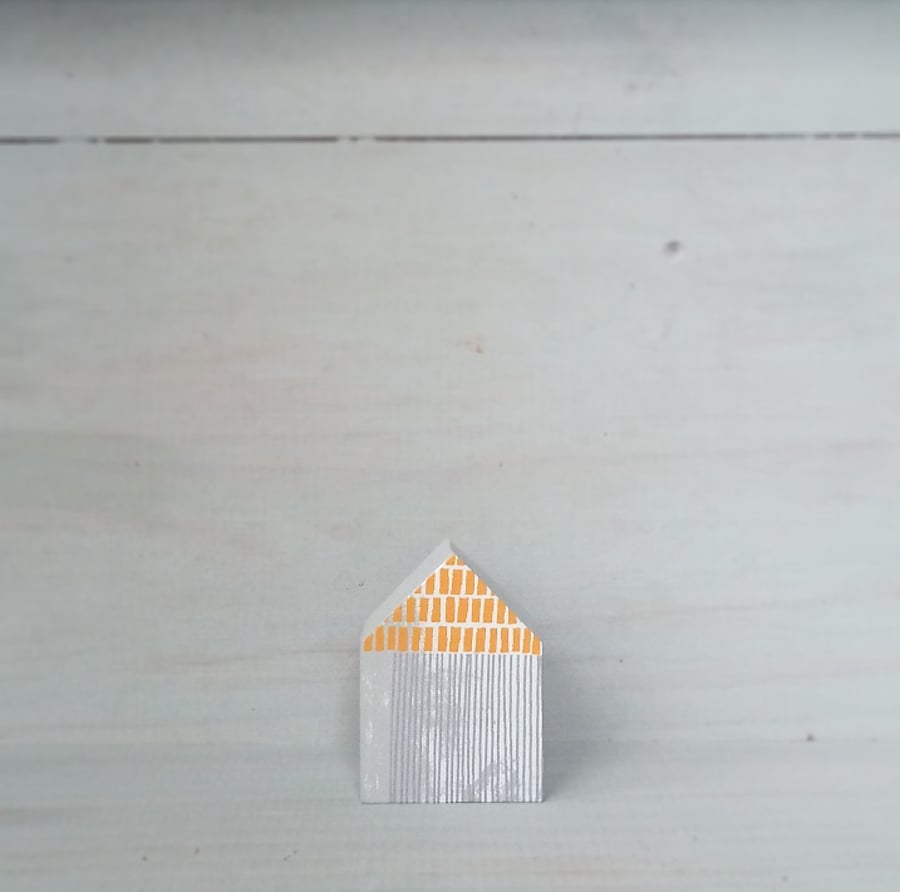 Miniature Wooden House, Little Grey House, House Ornament, Housewarming Gift