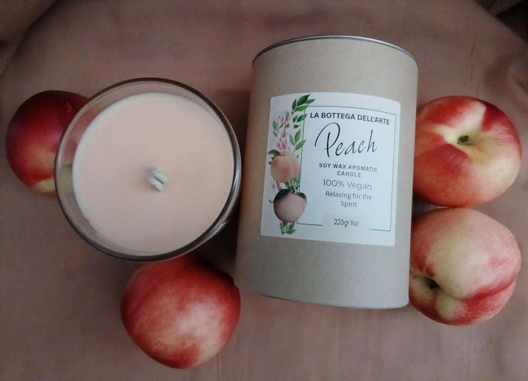 Peach Scented Candle Handmade Vegan Friendly 