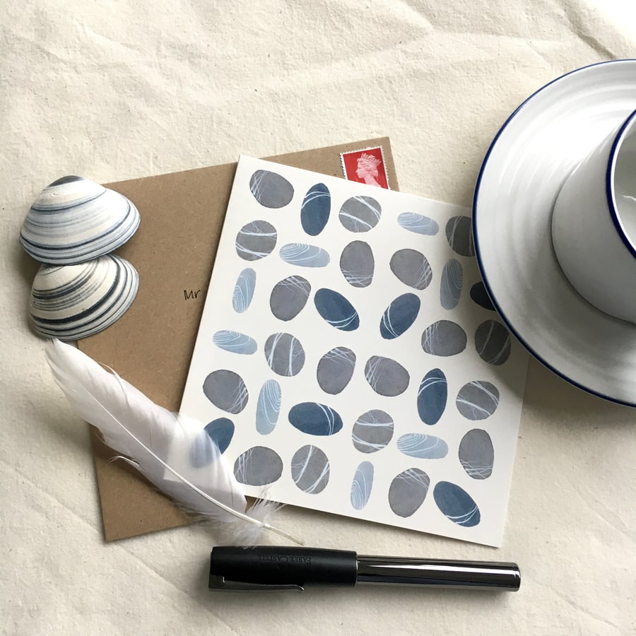 Pebbles pattern (set of 5 square cards)
