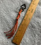 Orange-Rust Suede Keyring - Bag Charm w Gunmetal coloured Heart-shaped Carabiner - Image 2