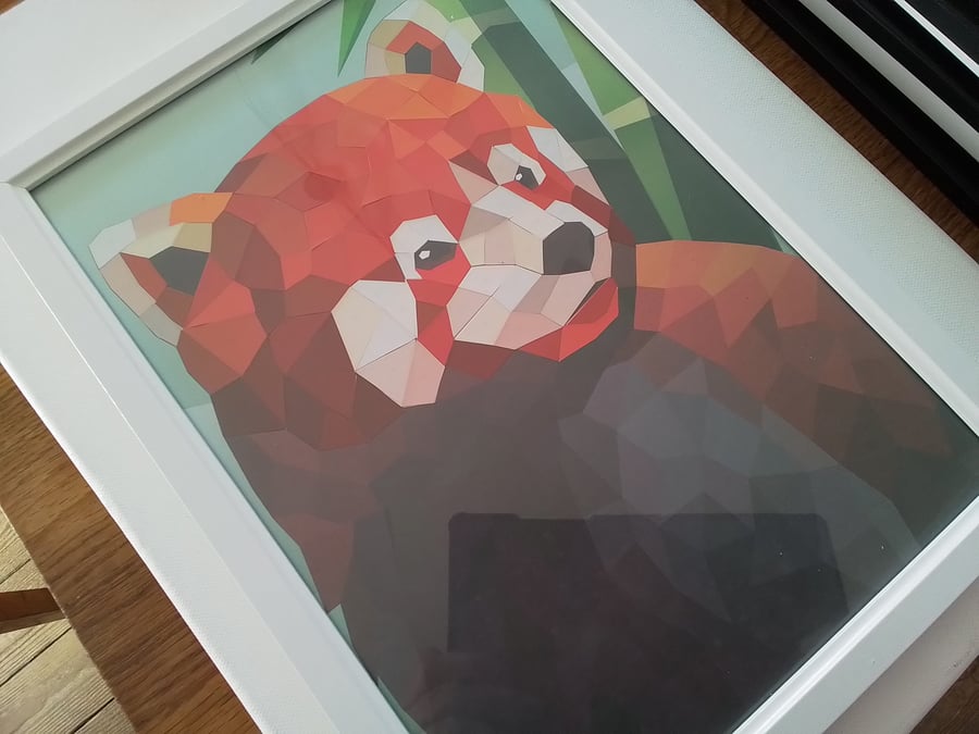 Red panda. Paper mosaic picture. Ref 358