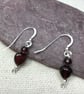 Sterling silver & Garnet heart bead earrings - Image 1