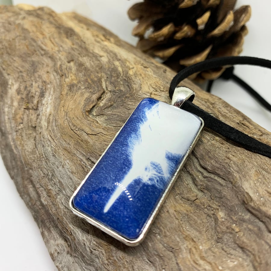 Feather Cyanotype Pendant Necklace