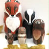 Woodland set of 5 nesting ( Russian) dolls