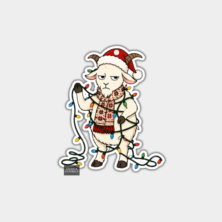 Unique Funny Christmas Gift Tags For Adults, 6pk - Grumpy Serious Goat