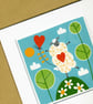 I Love Ewe, sheep with heart balloon illustration, original Giclee print  - Image 5