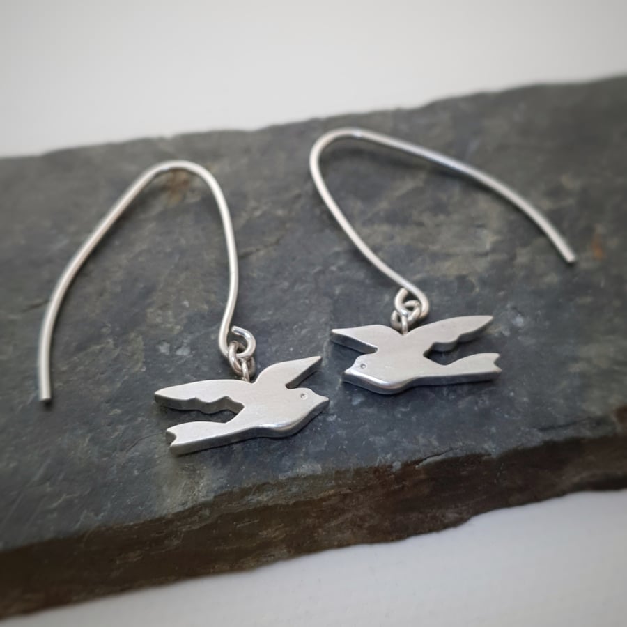 Bird Earrings handmade in sterling silver