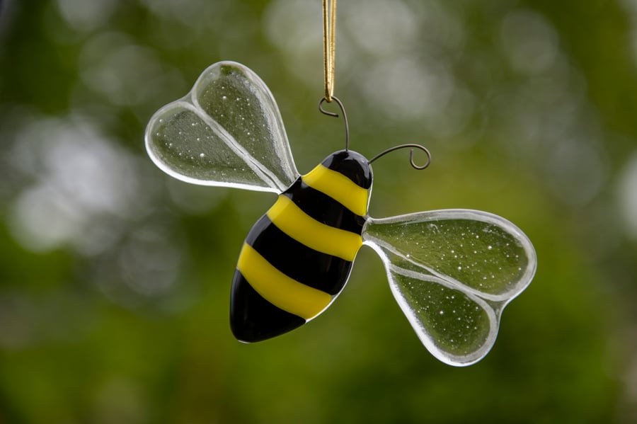 Fused Glass Honey bee light catcher