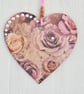 Glitter Roses: Decoupaged Wooden Hanging Heart 15cm (6") - Image 2