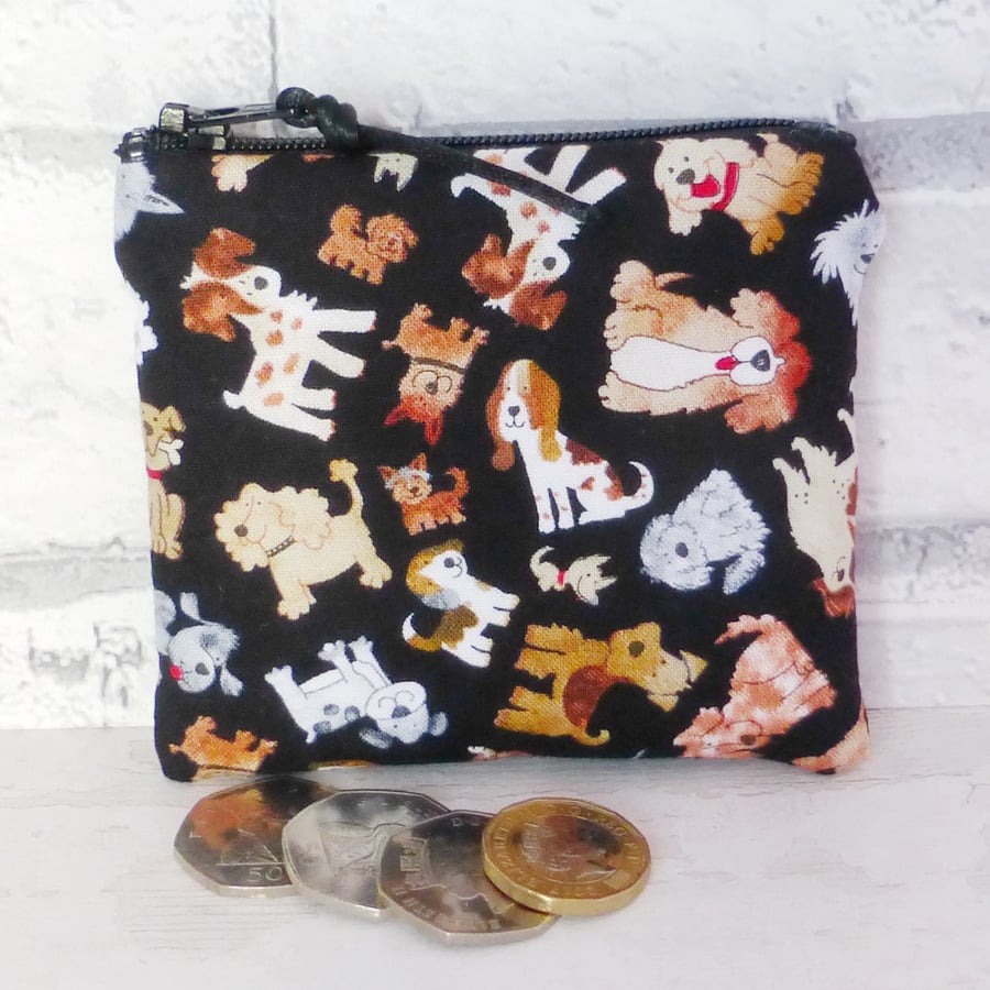 Zipped coin purse, dogs.