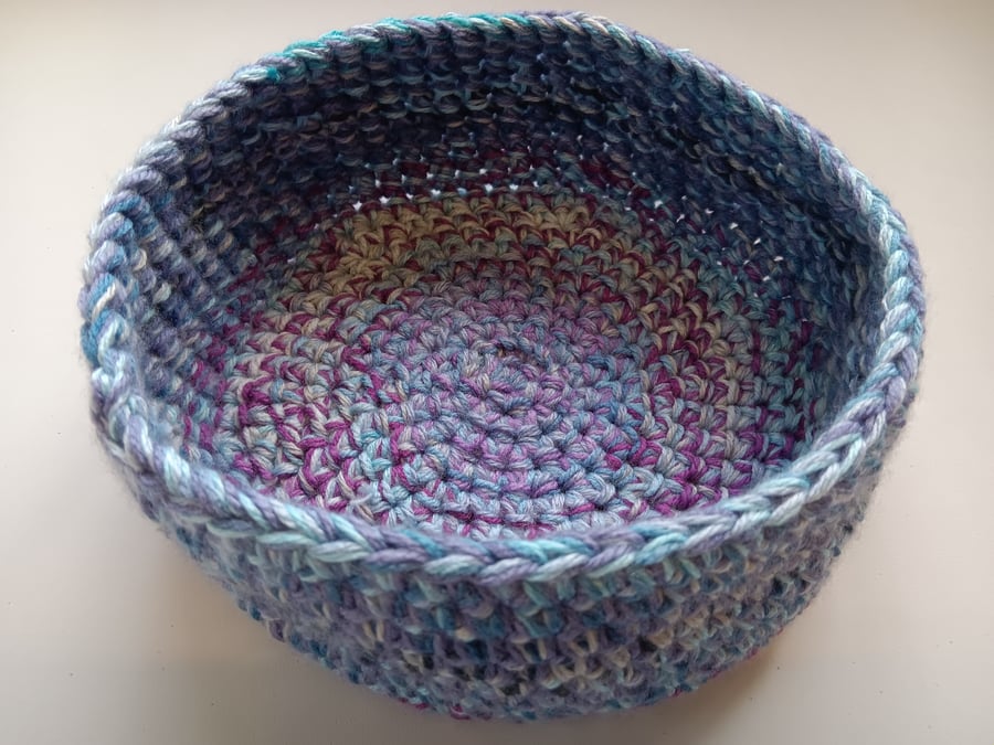 Crochet Basket (Blue Maroon) - so practical!