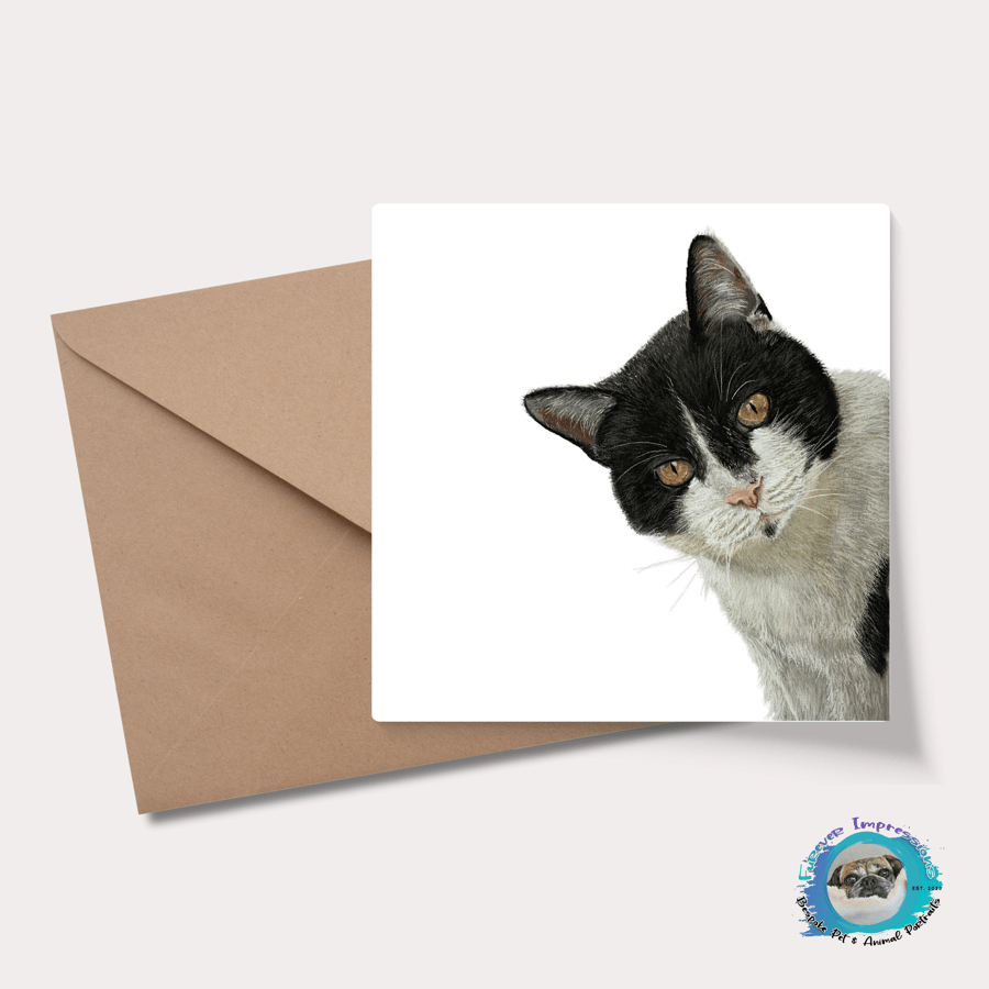 Black and White Cat Greetings Card
